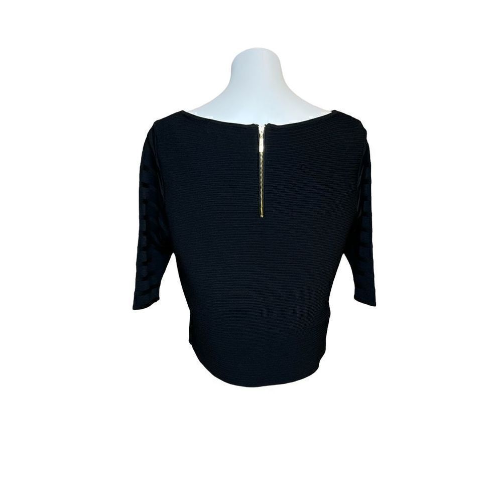 Ivanka Trump black ribbed knit 3/4 sleeve crop top size L - Picture 7 of 16